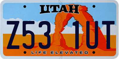 UT license plate Z531UT