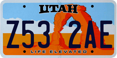UT license plate Z532AE