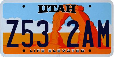 UT license plate Z532AM