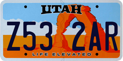 UT license plate Z532AR