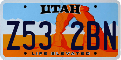 UT license plate Z532BN