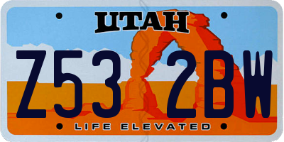 UT license plate Z532BW