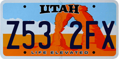 UT license plate Z532FX