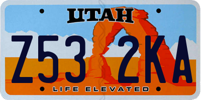 UT license plate Z532KA