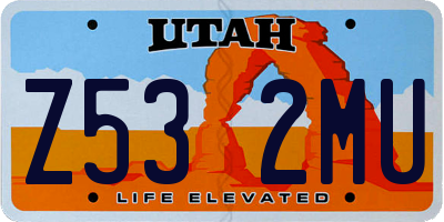 UT license plate Z532MU