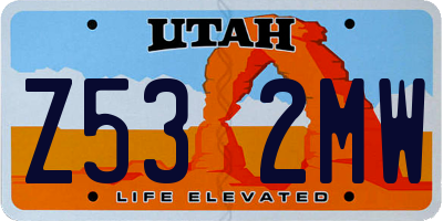 UT license plate Z532MW