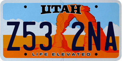 UT license plate Z532NA