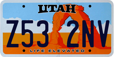 UT license plate Z532NV