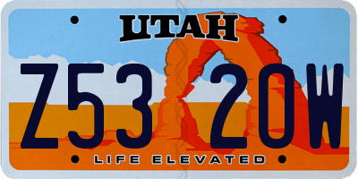 UT license plate Z532OW