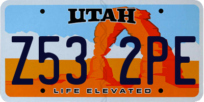 UT license plate Z532PE