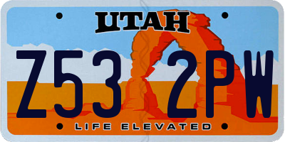 UT license plate Z532PW