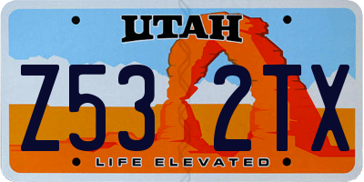 UT license plate Z532TX