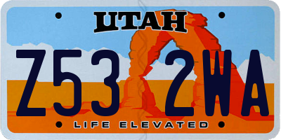 UT license plate Z532WA