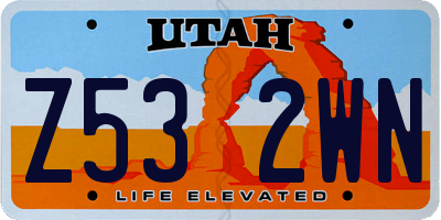 UT license plate Z532WN