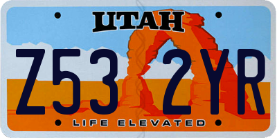 UT license plate Z532YR