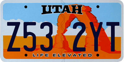 UT license plate Z532YT
