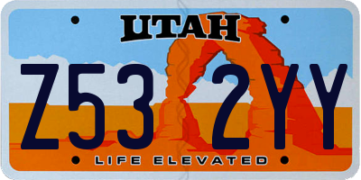 UT license plate Z532YY