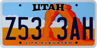 UT license plate Z533AH