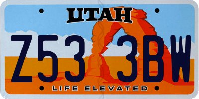 UT license plate Z533BW