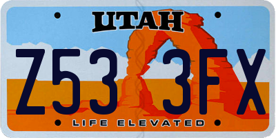 UT license plate Z533FX