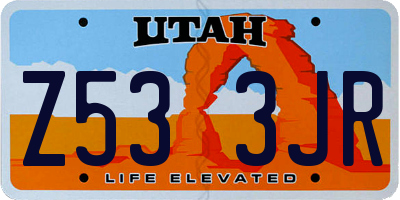 UT license plate Z533JR