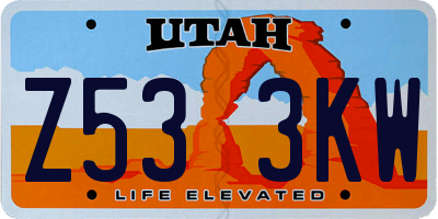 UT license plate Z533KW