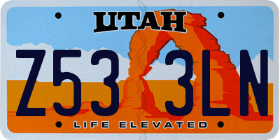 UT license plate Z533LN