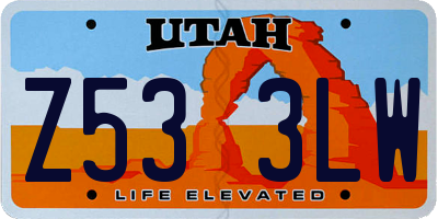 UT license plate Z533LW