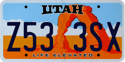 UT license plate Z533SX