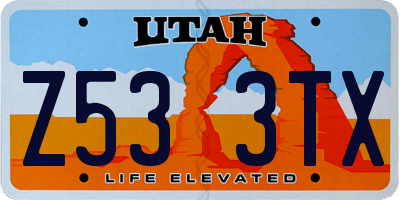 UT license plate Z533TX