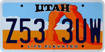 UT license plate Z533UW