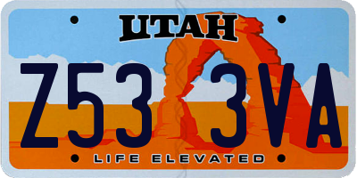 UT license plate Z533VA