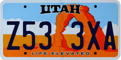 UT license plate Z533XA