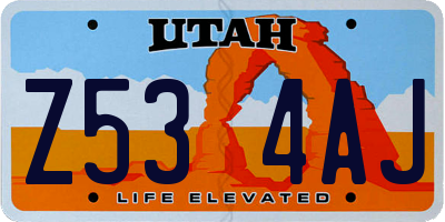 UT license plate Z534AJ