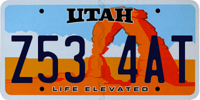 UT license plate Z534AT
