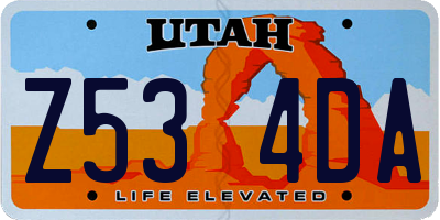 UT license plate Z534DA