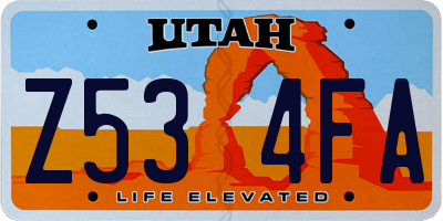 UT license plate Z534FA