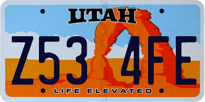 UT license plate Z534FE