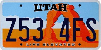 UT license plate Z534FS