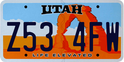 UT license plate Z534FW