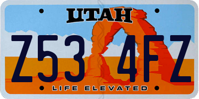 UT license plate Z534FZ