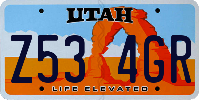 UT license plate Z534GR