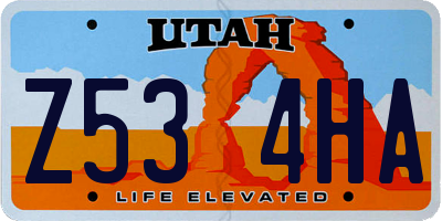 UT license plate Z534HA