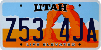 UT license plate Z534JA
