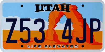 UT license plate Z534JP