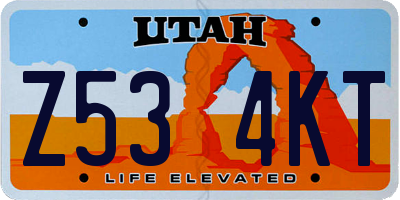 UT license plate Z534KT