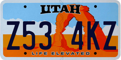UT license plate Z534KZ