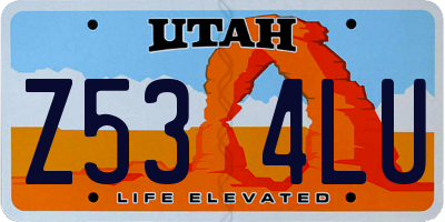 UT license plate Z534LU