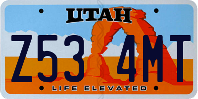 UT license plate Z534MT