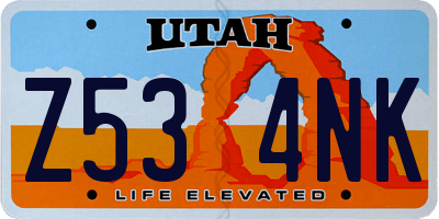 UT license plate Z534NK